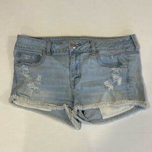 American Eagle distressed Jean shorts lace trim size 10